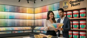 Negocio de pinturas con exhibición profesional de General Paint