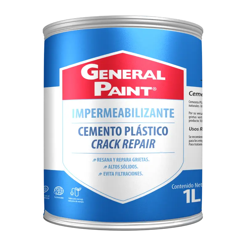 Cemento Plástico Crack Repair General Paint para sellar grietas, fisuras y juntas en superficies de concreto