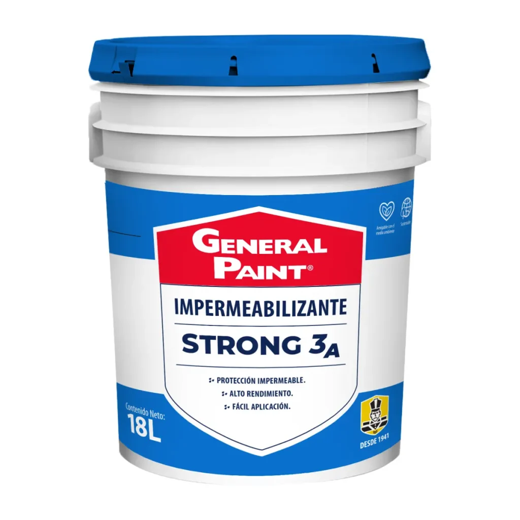 Strong 3 años General Paint, impermeabilizante acrílico ecológico para azoteas, pretiles y muros exteriores